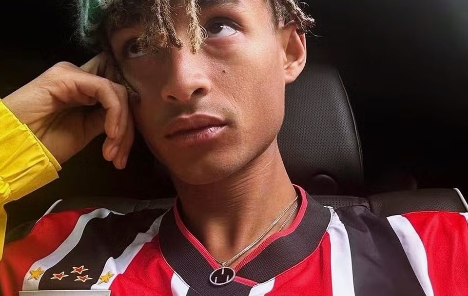 Jaden Smith com a camisa do São Paulo — Foto: Reprodução